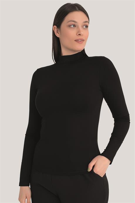 Kadın Beyaz - Siyah Balıkçı Yaka Uzun Kollu Body 2'li Paket - 6