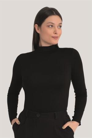 Kadın Beyaz Siyah Ten Balıkçı Yaka Uzun Kollu Body 3 Adet - 4