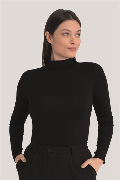 Kadın Beyaz Siyah Ten Balıkçı Yaka Uzun Kollu Body 3 Adet - 4