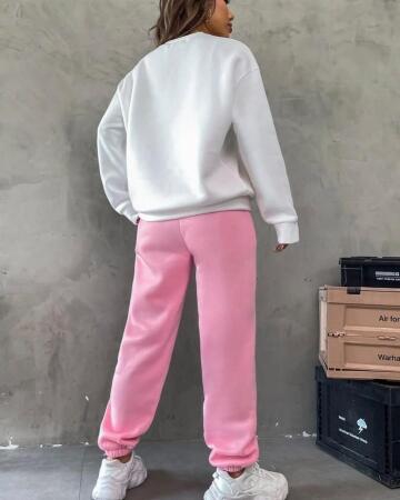 Kadın Bisiklet Yaka Brooklyn Baskılı üç Iplik Kumaş Sweat - 2