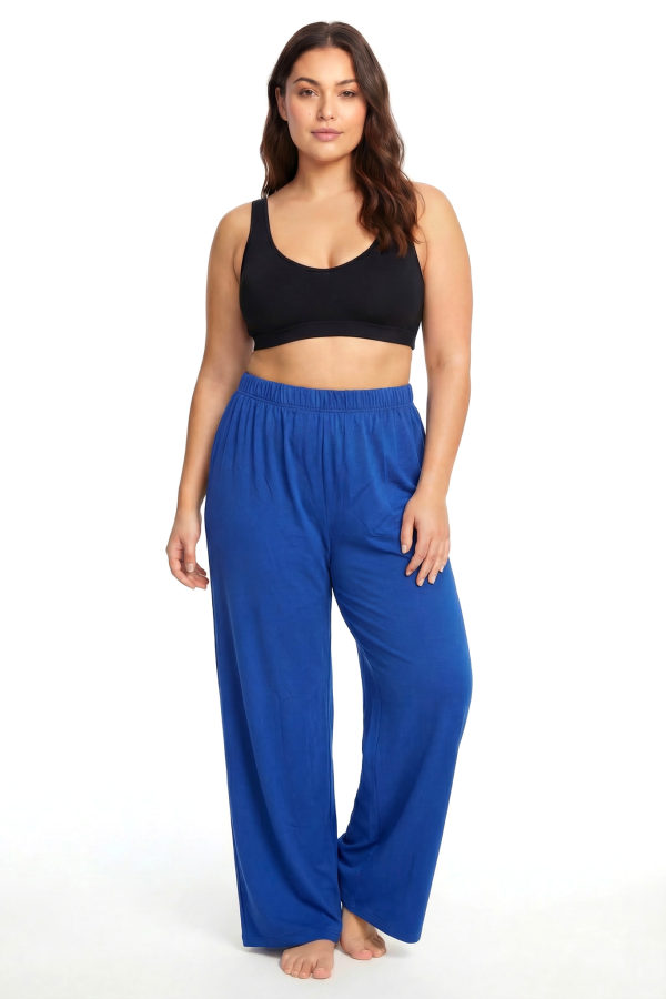 Angelino Kadın Bol Paça Pamuklu Pijama Altı Sax - 1