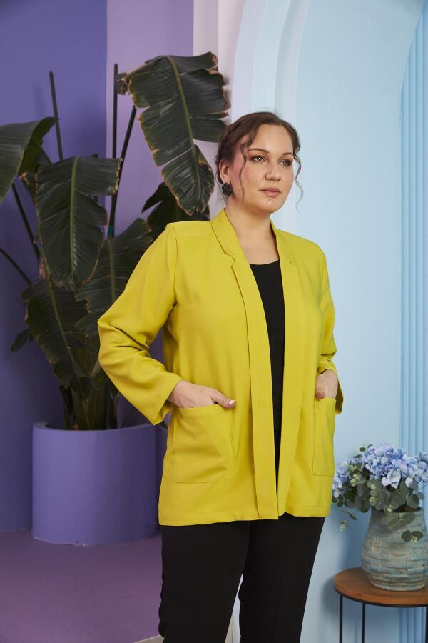 Kadın Büyük Beden Oliv Ceket - 1