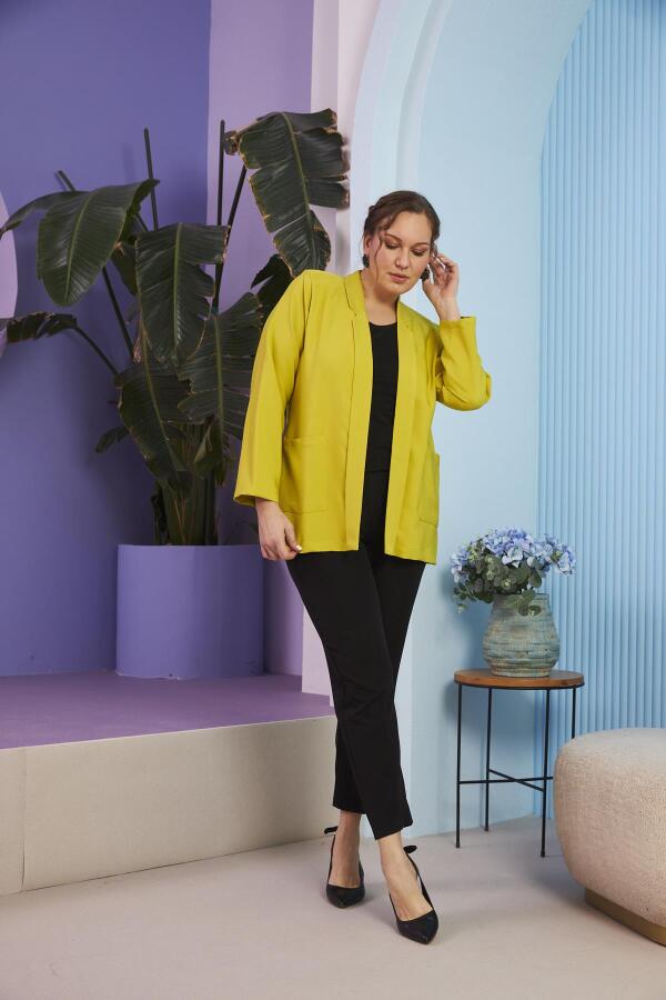 Kadın Büyük Beden Oliv Ceket - 5