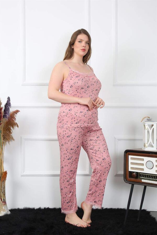 Kadın Büyük Beden Somon İp Askılı Pijama Takım 202198 - 1