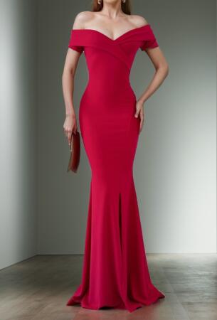 Kadın Dalgıç Kumaş Kayık Yaka Ve Dekolte Detaylı Elbise - ANGELINO BuyukBedeniz