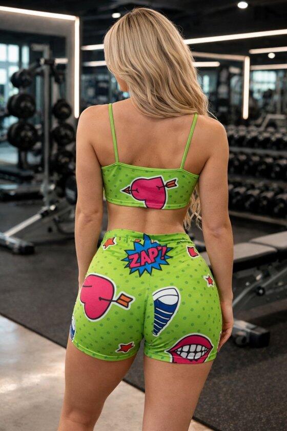 Kadın Dijital Baslıkılı Büstiyer Ve şort Ikili Spor Takım - 2