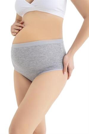 Kadın (DİKİŞSİZ) Lohusa Hamile Külodu Gri Pamuklu Likralı Yumuşak Dokulu Esnek Kumaş 3'lü Set - Angelino (1)