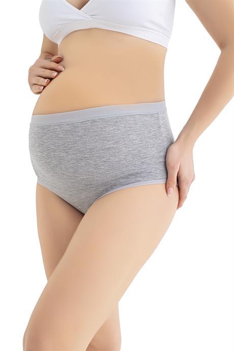 Kadın (DİKİŞSİZ) Lohusa Hamile Külodu Gri Pamuklu Likralı Yumuşak Dokulu Esnek Kumaş 3'lü Set - 2