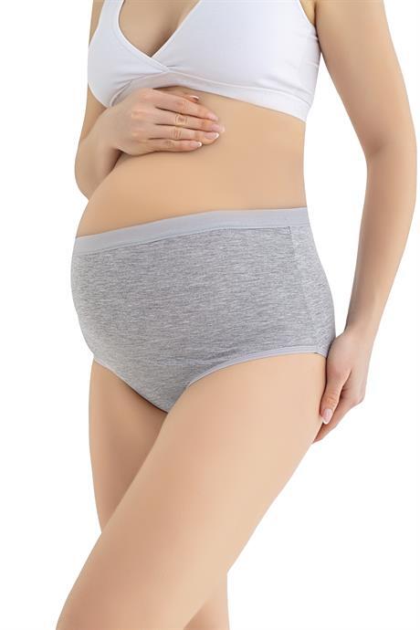 Kadın (DİKİŞSİZ) Lohusa Hamile Külodu Gri Pamuklu Likralı Yumuşak Dokulu Esnek Kumaş 3'lü Set - 4