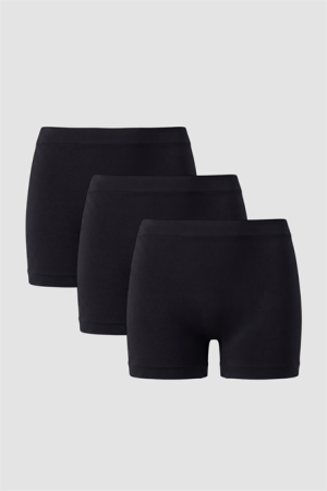 Kadın Dikişsiz Seamless Boxer 3'lü Paket Siyah - 1
