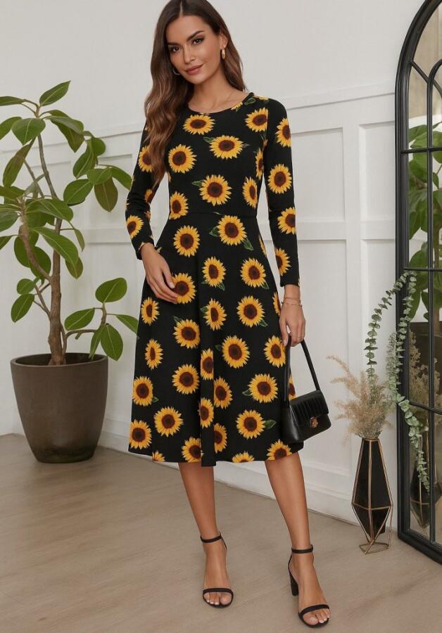 Kadın Fakir Kol Bisiklet Yaka Midi Mikro Elbise - 3