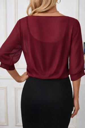 Kadın Fakir Kollu önden Bağlamalı Kısa şifon Bolero Ceket - 2