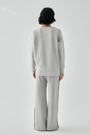 Kadın Gri Sleep Mode ON Oversize 2 İplik Eşofman Ev Giyim Takımı - 6