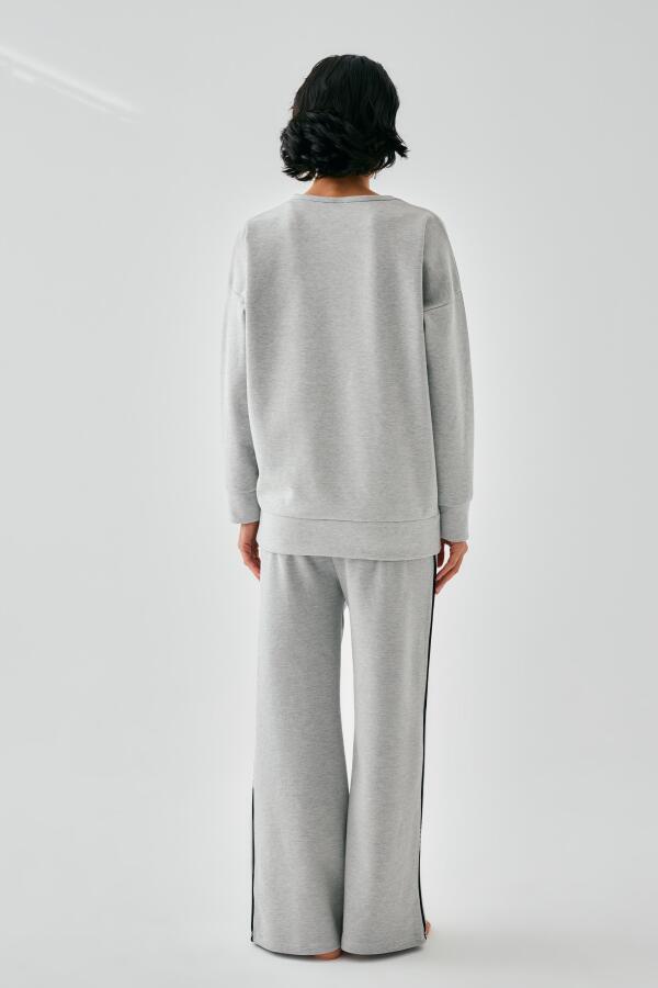 Kadın Gri Sleep Mode ON Oversize 2 İplik Eşofman Ev Giyim Takımı - 6