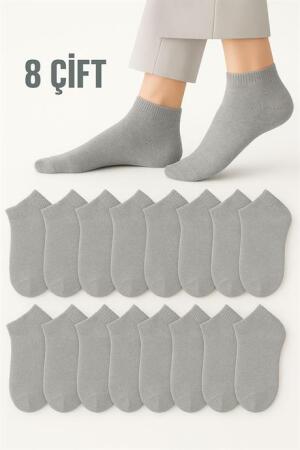 Kadın Gri Terletmez Comfort Pamuklu Patik Çorap 8 Çift - Arma Yıldız