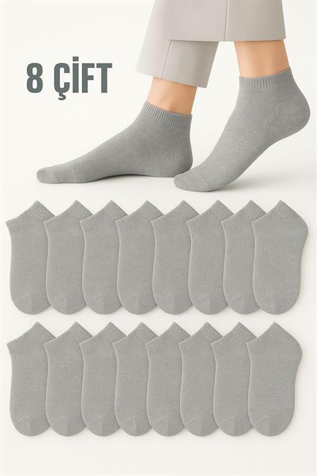 Kadın Gri Terletmez Comfort Pamuklu Patik Çorap 8 Çift - 1