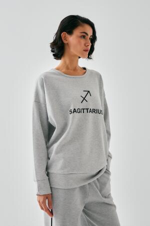 Akbeniz Kadın Gri Yay Burcu Oversize 2 İplik Eşofman Ev Giyim Takımı - 2