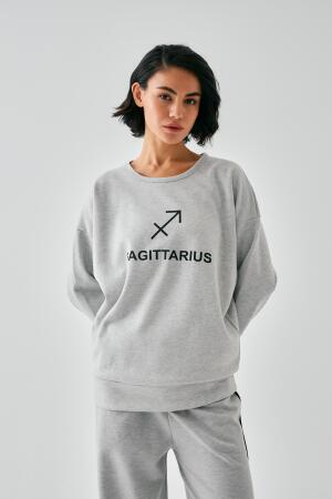 Akbeniz Kadın Gri Yay Burcu Oversize 2 İplik Eşofman Ev Giyim Takımı - 4