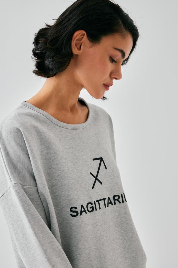 Akbeniz Kadın Gri Yay Burcu Oversize 2 İplik Eşofman Ev Giyim Takımı - 5