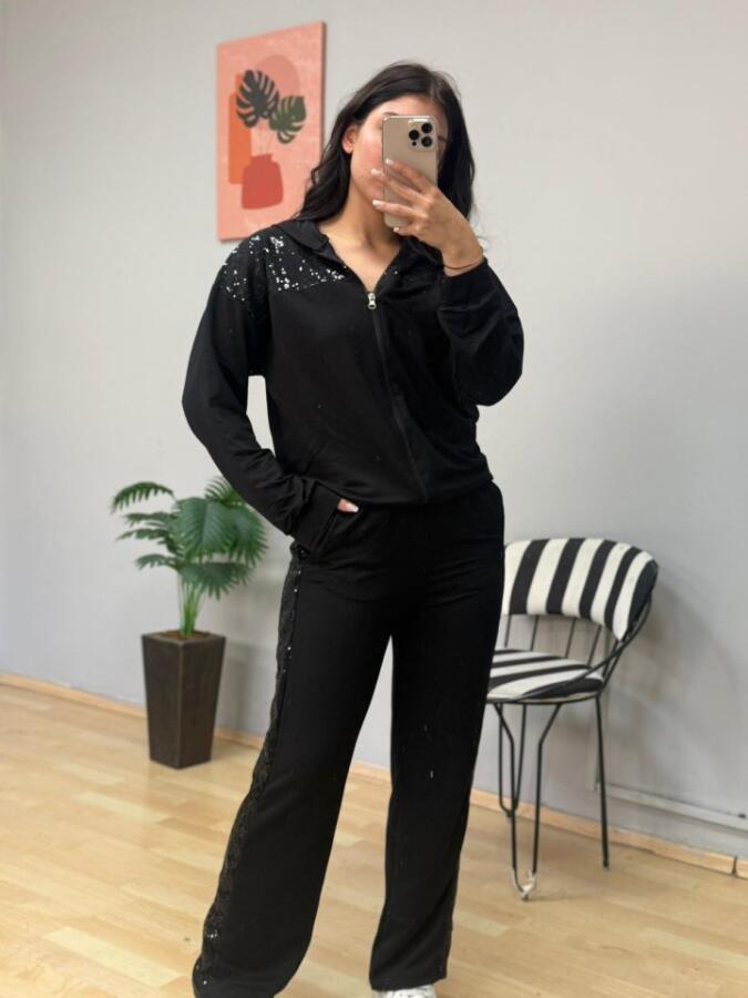 Kadın Iki Iplik Kumaş Pul Ve Fermuar Detaylı Ikili Takım - 1