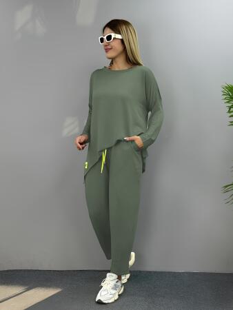 Kadın Iki Iplik Viskon Pamuk Kumaş Arma Detaylı Ikili Takım 
