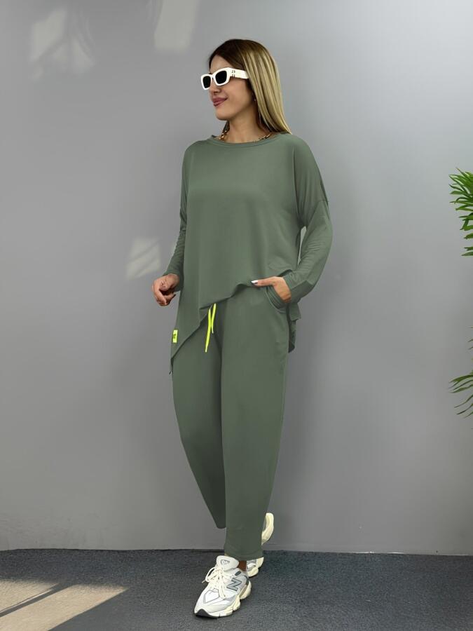 Kadın Iki Iplik Viskon Pamuk Kumaş Arma Detaylı Ikili Takım - 1