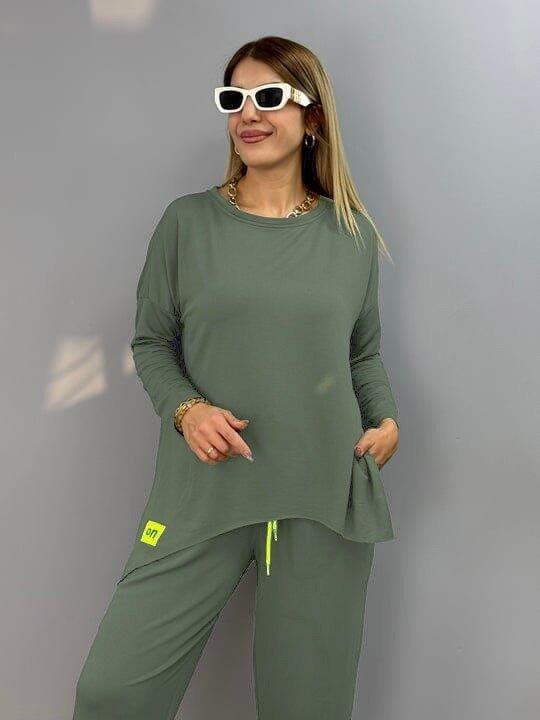 Kadın Iki Iplik Viskon Pamuk Kumaş Arma Detaylı Ikili Takım - 2