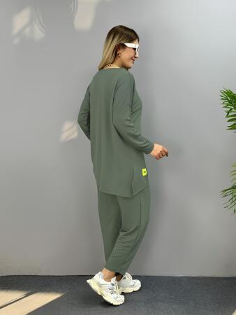 Kadın Iki Iplik Viskon Pamuk Kumaş Arma Detaylı Ikili Takım - 4