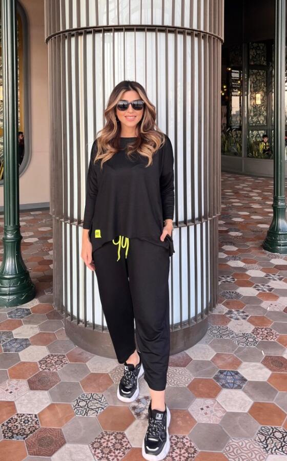 Kadın Iki Iplik Viskon Pamuk Kumaş Arma Detaylı Ikili Takım - 1