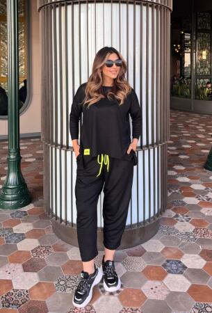 Kadın Iki Iplik Viskon Pamuk Kumaş Arma Detaylı Ikili Takım - ANGELINO BuyukBedeniz (1)