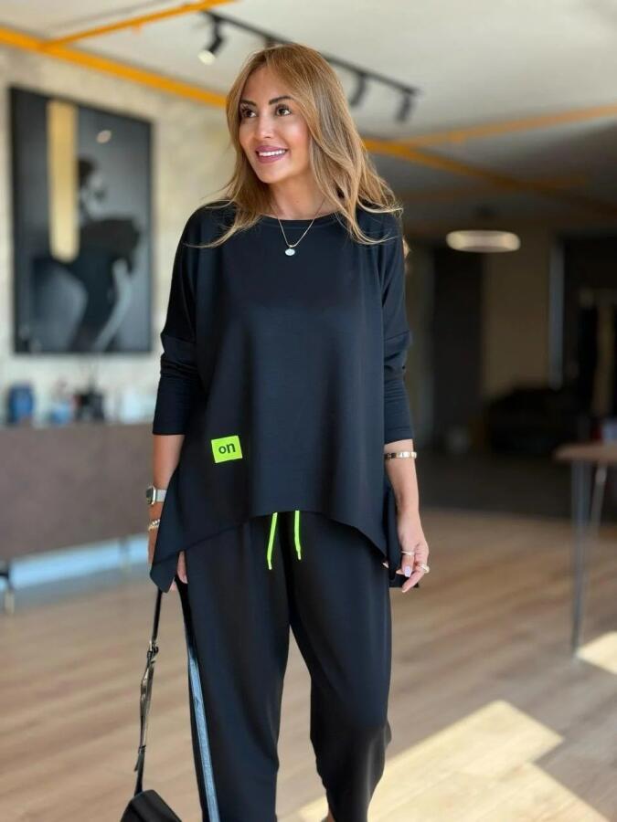 Kadın Iki Iplik Viskon Pamuk Kumaş Arma Detaylı Ikili Takım - 6