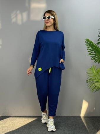 Kadın Iki Iplik Viskon Pamuk Kumaş Arma Detaylı Ikili Takım - ANGELINO BuyukBedeniz