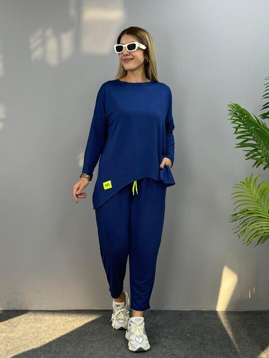 Kadın Iki Iplik Viskon Pamuk Kumaş Arma Detaylı Ikili Takım - 1