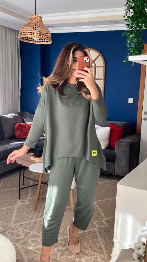 Kadın Iki Iplik Viskon Pamuk Kumaş Arma Detaylı Ikili Takım - 4