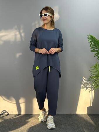 Kadın Iki Iplik Viskon Pamuk Kumaş Arma Detaylı Ikili Takım - ANGELINO BuyukBedeniz