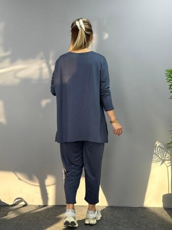 Kadın Iki Iplik Viskon Pamuk Kumaş Arma Detaylı Ikili Takım - ANGELINO BuyukBedeniz (1)