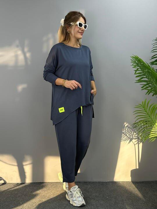 Kadın Iki Iplik Viskon Pamuk Kumaş Arma Detaylı Ikili Takım - 4