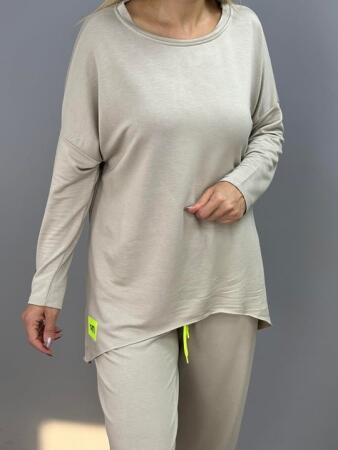 Kadın Iki Iplik Viskon Pamuk Kumaş Arma Detaylı Ikili Takım - ANGELINO BuyukBedeniz (1)