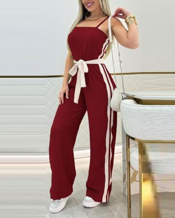 Kadın Ip Askılı Straplez Belden Kuşaklı Viskon Iki Iplik Tulum - ANGELINO BuyukBedeniz (1)