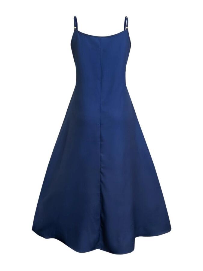 Kadın Ip Askılı V Yakalı Desenli Süprem Maxi Elbise - 6