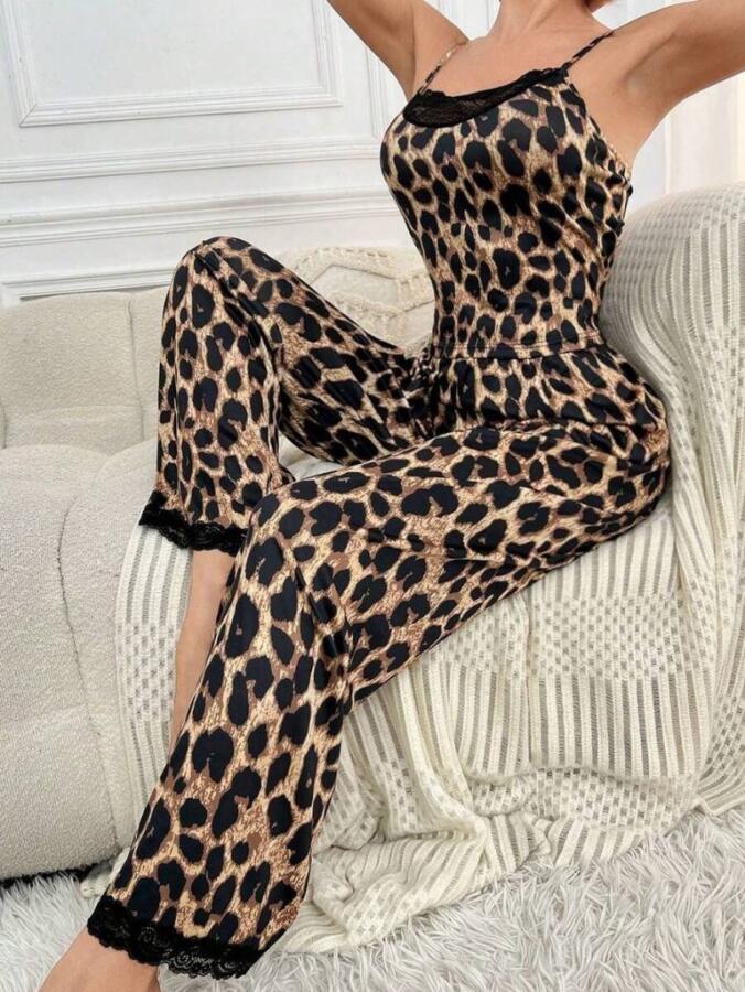 Kadın Ip Askılı Yakası Dantelli Bluz Ve Pijama Sandy Ikili Takım - 3