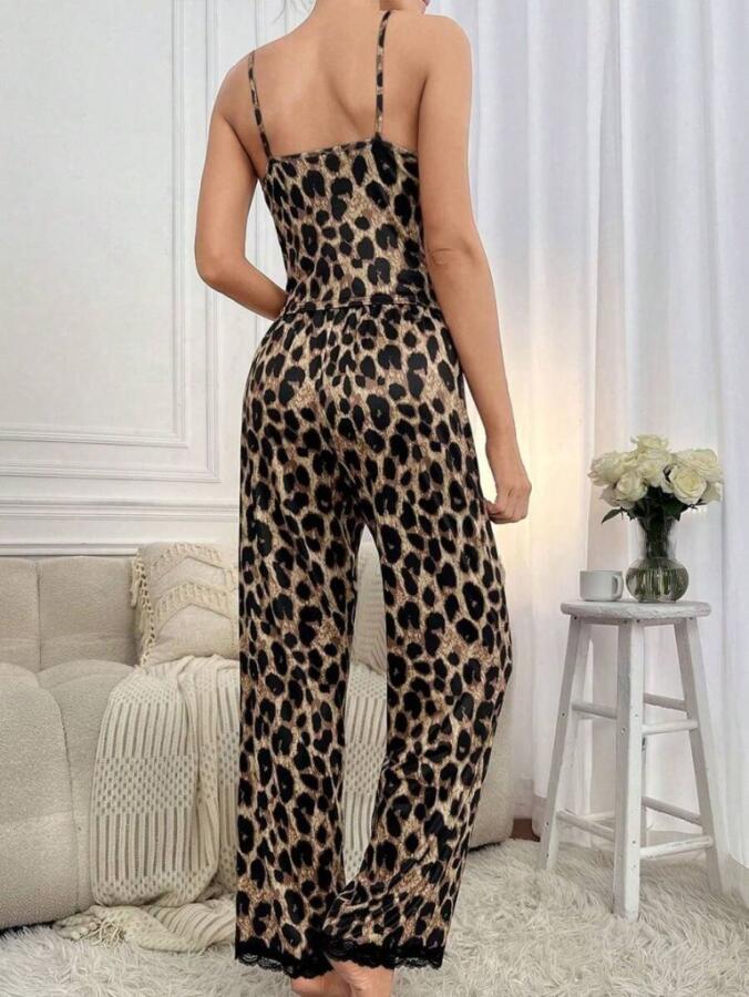 Kadın Ip Askılı Yakası Dantelli Bluz Ve Pijama Sandy Ikili Takım - 4