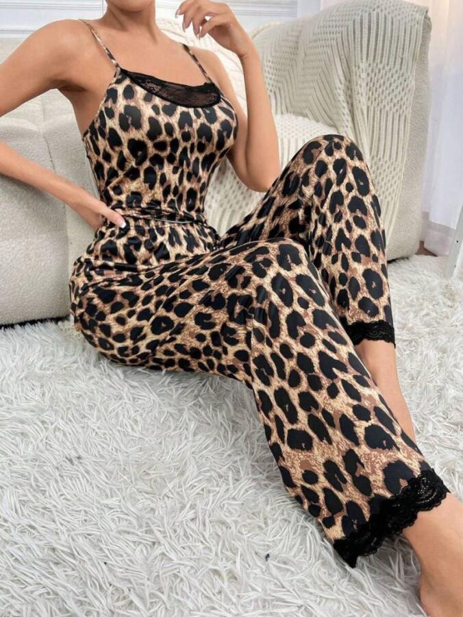 Kadın Ip Askılı Yakası Dantelli Bluz Ve Pijama Sandy Ikili Takım - 2