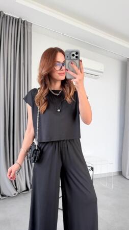 Kadın Ithal Krep Kumaş Kruvaze Yaka Eteği Kloş Kolsuz Mini Elbise - 3
