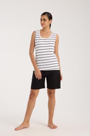 Angelino Kadın Kalın Askılı Beyaz Şortlu Pijama Takımı - Angelino