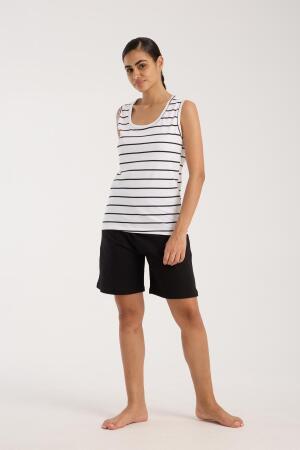 Angelino Kadın Kalın Askılı Beyaz Şortlu Pijama Takımı - 7