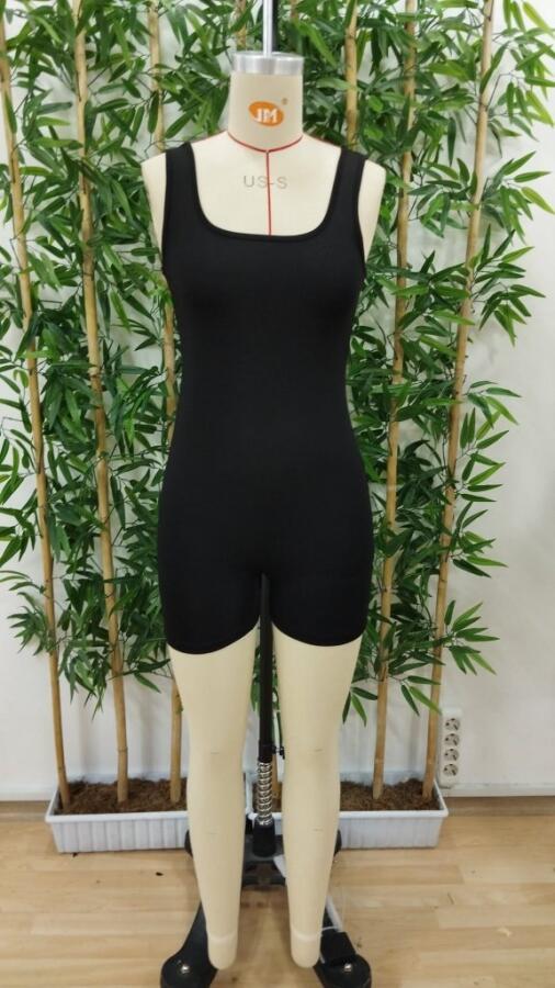 Kadın Kare Yaka Sırt Dekolte Detay Dalgıç Bodycon Mini Tulum - 5