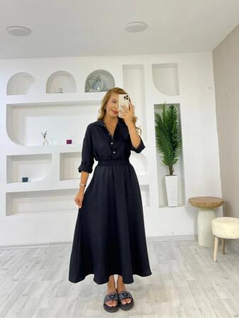 Kadın Keten Kumaş Gömlek Ve Etek Ikili Takim - 3