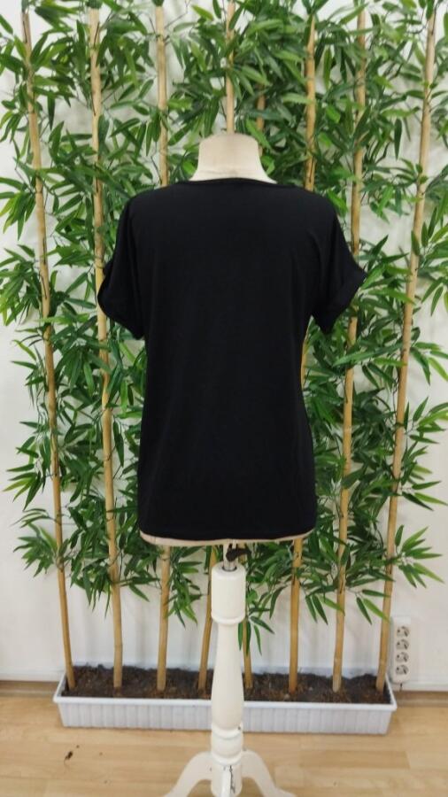 Kadın Kısa Kollu Bisiklet Yaka Dantel Detaylı Viskon Bluz - 8