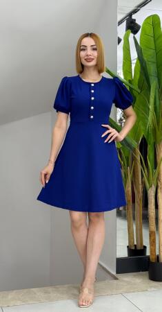 Kadın Kısa Kollu Bisiklet Yaka önden Düğmeli Ithal Krep Elbise - ANGELINO BuyukBedeniz